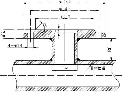 安裝底座與被測管道的焊接圖